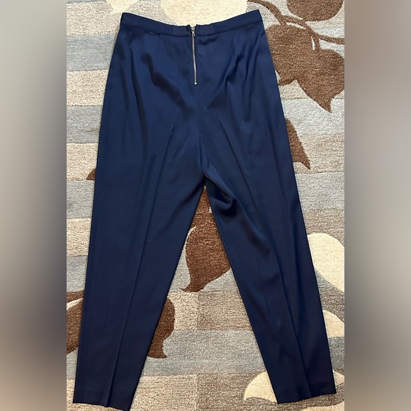 Alice + Olivia Womens Casual Back Zip Front Pleated Straight Pants Navy Blue - Picture 6 of 8